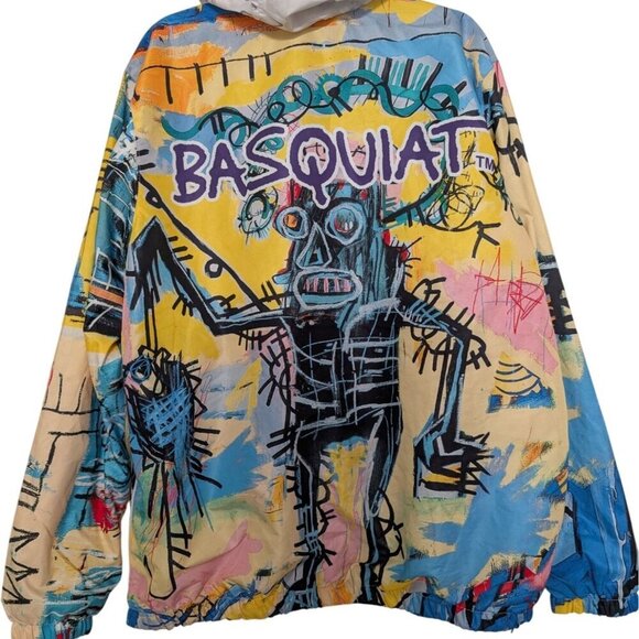 Jean Michel Basquiat Members Only Windbreaker Mens Size Medium Artsy Hooded - Picture 1 of 16